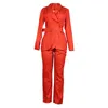 CMYAYA Autumn Winter Dot Womens Set Blazer Blazer Blazer Pants Suit Office Dam -Tracksuit Dwuczęściowe stroje fitness 240202
