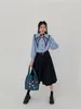 Women's Blouses CHEERART Vintage Sailor Collar Blue Striped Shirt For Women Designer Long Sleeve Top And Blouse Button Up Fall 2024