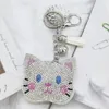 Keychains Fashion Cartoon Cat Crystal Rhinestone Keyrings Key Chains Rings Holder Purse Bag For Car Lovely