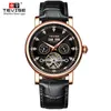 T867C TEVISE Vollautomatische mechanische Uhr Herren Business Fashion Herren mechanische Uhr wasserdichte Lederuhr Verkauf 240123