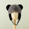 Berets Korean Version Of Dome Cute Panda Plush Bomber Hats Women Autumn And Winter Thickened Cycling Ear Protection Warm Ski Caps