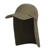 Bérets unisexe chapeau de pêche casquette pare-soleil Protection extérieure avec rabat de cou d'oreille amovible pour la randonnée Camping cyclisme