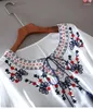 Lässige Kleider Sommerkleid 2024 Mode Blumenstickerei Frauen Weiß Batwing Oansatz Bohemian Boho Vestidos Kleidung