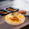 Plates Cake Pan Divided Dessert Plate Servering Tray Grid Wood Round Form Fruit Dish soffbord