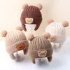 Berretto invernale da bambino Berretto da cartone animato Orso Protezione per le orecchie Cappello lavorato a maglia per bambini Ragazzi Ragazze Carino coreano Bambini caldi Cappelli all'uncinetto Gorros 240123