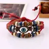 Bracelets de charme Classique Hippie Design Cuir Cordon Eye Bracelet Marron Multi Couches De Vachette Tricotée Perle Unisexe Réglable Bijoux Cadeau