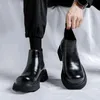 heren casual originele lederen laarzen zwarte stijlvolle platformschoenen kantoor jurk cowboy korte laars enkel chelsea botas man 240126