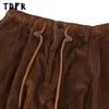 Kieszonkowe spodnie męskie sprężyna stała kolor plisowany retro swobodny elastyczny talia szeroka noga spodni mężczyźni 240126
