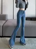 Mulheres sexy push up cintura alta perna larga calças magras primavera outono elástico longo denim calças senhora casual magro ajuste jeans 240129