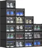Caixa de armazenamento de sapatos XL 18 PCS Organizadores Rack empilhável Recipientes Gavetas Preto XLarge 240130