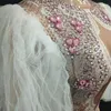 Bühnenkleidung Rosa Strass Mesh Ärmel Overall für Frauen Abend Geburtstag Abschlussball Feiern Outfit Bar Konzert Sänger Trikot Kostüm