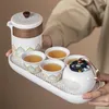 Conjuntos de chá de porcelana conjunto de chá de viagem saco de areia armazenamento portátil fabricante de cerâmica bule casa e cozinha copo bandeja presente de negócios