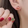 Boucles d'oreilles étalon année Green Gemone rouge avec 925 STERLING Silver Déclaration unique pour les femmes Girl Gift