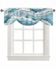 Curtain Ocean Waves Spray Blue Gradient Short Window Adjustable Tie Up Valance For Living Room Kitchen Drapes