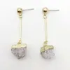 Dangle Earrings Brand Jewelry NaturalQuartz Crystal Druse Gems Jewellery Women Push Back Earring不規則な石の魅力Brinco