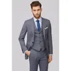 Costumes pour hommes Hommes gris revers costume trois pièces ensemble (veste gilet pantalon) simple boutonnage régulier formel élégant mariage affaires vêtements