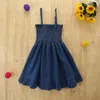 Vestidos de menina meninas verão estilingue vestido jeans bebê babados roupas para pouca manga comprida