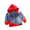 Printemps automne veste en jean pour garçon fille Version coréenne mode Patchwork à capuche Cowboy manteau décontracté vêtements pour enfants 240122