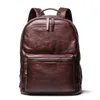 Mochila natural couro genuíno homens 15,6 polegadas laptop sacos de viagem bagpack mochila masculino vintage café marrom