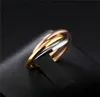 Classic Creative Trinity Fashion Ring Three Winding Women039s Stainless Steel 3 Color Rolling Wedding Band s3580632