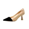 Dress Shoes 2024 One-on-one Sexy Color-blocked Pointed Toe Women's High Heels Or Stilettos Fashionable Shallow-mouthed