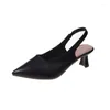 Klänningskor 2024 Damer Slingbacks Slip-On Women's High Heels Summer Office Pumpar Kvinnor Solid Stängt tå Sandaler Zapatos Demujer