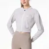 Lu Kurtka z kapturem LU Kobiety Bombowca jesień biegowy baseball Top Long Rękaw Pilates Training Sports Fitness Odzież cytrynowa LL Jogger LU-08 2024