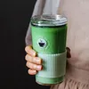 Canecas de vidro viagem palha copo garrafa reutilizável café portátil com criativo tumbler smoothie minimalismo frutas chá drinkware