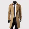 Men's Trench Coats Simple Coat Double-breasted Male Men Coldproof Pure Color Jacket