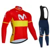 Movistar Sonbahar Uzun Kollu Yarış MTB Bahar Bisiklet Jersey Set Bisiklet Bisiklet Giyim Üniform Ropa Ciclismo 240202