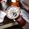 T867C TEVISE Vollautomatische mechanische Uhr Herren Business Fashion Herren mechanische Uhr wasserdichte Lederuhr Verkauf 240123