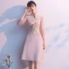 Roupas étnicas Bordado Mulheres Qipao China Estilo Vintage Vestido Chinês Tradicional Robe Sólido Feminino Cheongsam Vestidos Elegantes