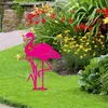 Décorations de jardin en métal Flamingo Yard Ornement Stake Mini Statue Bird Art Sculpture