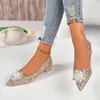 Grande taille 42 talons bas chaussures de mariage femmes luxe cristal fleur or chaussures de fête femme sans lacet pompes à talons épais 240129