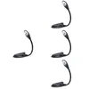 Veilleuses 4pcs Clip de lumière de livre portable sur lampe à LED réglable soins oculaires alimentés par batterie pour lit noir