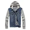 Men Hooded Denim Jacket Mens Casual Jean Jackets Mens Streetwear Cowboy jacket Male Hat Detachable Coat 4XL 5XL 240129