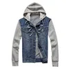 Giacca da uomo in denim con cappuccio Giacca casual da uomo in jeans Giacca da uomo streetwear da cowboy Cappello maschile Cappotto staccabile 4XL 5XL 240129