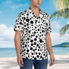 Camicie casual da uomo Camicia a pois in bianco e nero con motivo a pois Manica corta Estate Uomo Colletto rovesciato Abbigliamento con bottoni