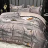 寝具セットベッドリネンラグジュアリーハイエンドブラックジャキュードピュアコットン布団カバー季節の4ピースのビンテージスタイルの寝具。