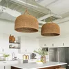 Pendant Lamps Oriental Rope Semi Circular Light Rattan Art Hand Woven Lamp Fixture For Living Room Bedroom Dining E27 Chandeliers