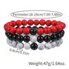 Bracelets de charme 3pcs bracelet ensemble pour hommes et femmes style simple 8mm blanc rouge turquoise noir givré pierre perlée à la main