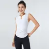 Lu Align Damen T-Shirt, Hemden, Sommer, ärmellos, Plissee-Tops, V-Ausschnitt, Sport-Shirt, Kurve, Fitnessstudio, Fitness, Tank-Top, schnell trocknend, Laufweste, Bluse, Lemon Ll Jogger Lu-08 2024