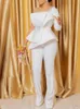 AOMEI Tuta da donna Vintage in rilievo Manica lunga Patchwork Pagliaccetto in rete Bordare Elegante Festa di compleanno Evento Africano 240202