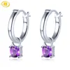 Boucles d'oreilles pendantes améthyste naturelle en argent massif, boucles d'oreilles en cristal violet véritable pour femmes, bijoux de style romantique classique S925 de qualité supérieure