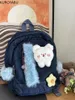 Sacs d'école Japonais Vintage Femmes Sacs À Dos Denim Mignon Mochilas Harajuku Bleu Sac À Dos Étudiants Kawaii Mode Dames Sac Preppy Style