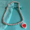 Luxo Jóias Designer Love Chain Mulheres S925 Sterling Silver Charme Esmalte Bead Pulseiras Top Quality Vermelho Rosa Azul Coração Cubana Cadeia Presentes de Festa de Casamento