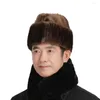 Bérets d'hiver pour hommes, chapeau en fausse fourrure épaisse, peluche résistante au froid, coupe-vent, accessoire de mode en plein air, couleur unie