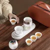 Conjuntos de chá de porcelana conjunto de chá de viagem saco de areia armazenamento portátil fabricante de cerâmica bule casa e cozinha copo bandeja presente de negócios