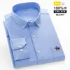 Camisas casuais masculinas camisa de manga longa primavera/verão algodão oxford tecido não engomar anti-rugas cor sólida negócios lazer qualidade