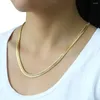 Kettingen Womens Heren Ketting Gehamerd Platte Curb Cubaanse Goud Kleur 6MM Ketting Mannelijke Sieraden Fashion Drop DGN399A